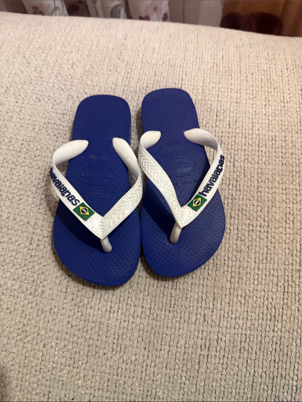 Havaianas Kids Royal Blue Flip Flops with White Straps